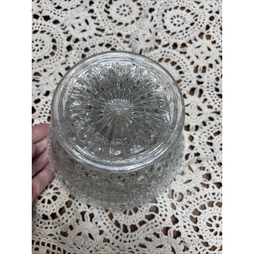 Wexford Anchor Hocking Footed Pedestal  Cut Glass Candy Nut Dish Bowl Retro Vtg‎